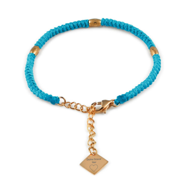 Cattaro - Rope Turquoise Blue & Gold Armband mit Gravur - Unisex